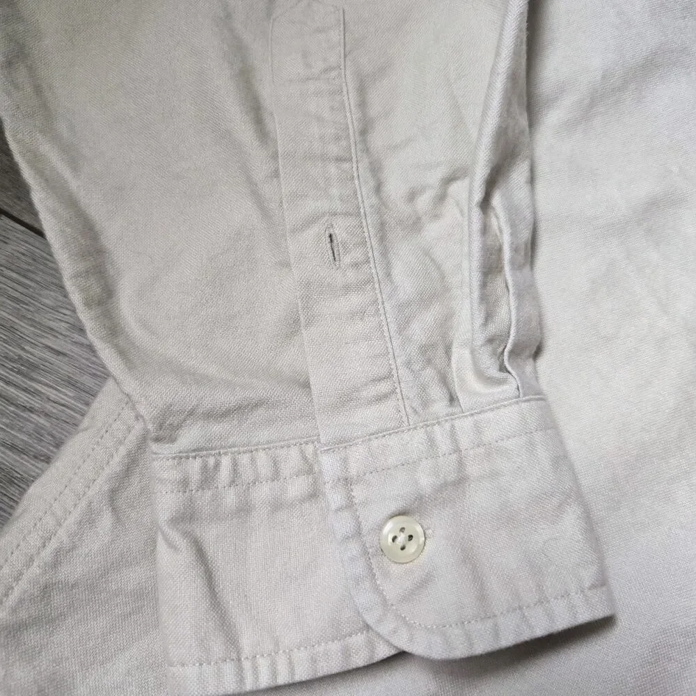 VTG 90s J Crew Giant Pocket Shirt Mens Large Beige Heavyweight Canvas Cotton L